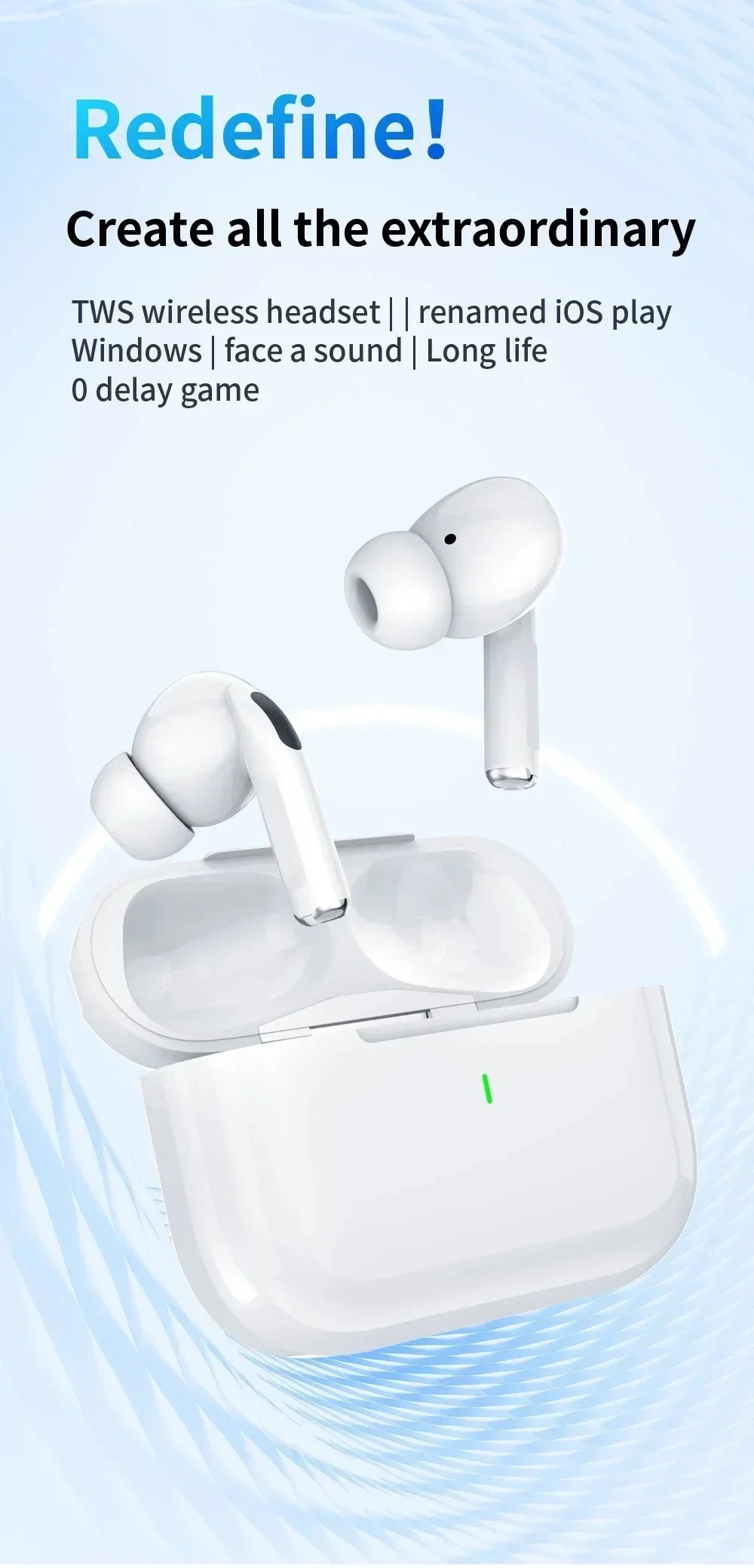 2025 New Air Pro Bluetooth Earphones Wireless Headset HiFi Sound Headphones Low Latency Earbuds Waterproof for IPhone Android